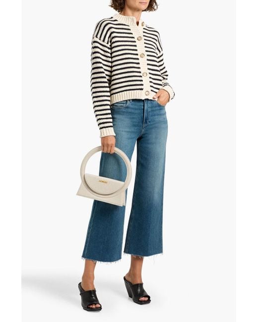 FRAME White Striped Cotton Cardigan
