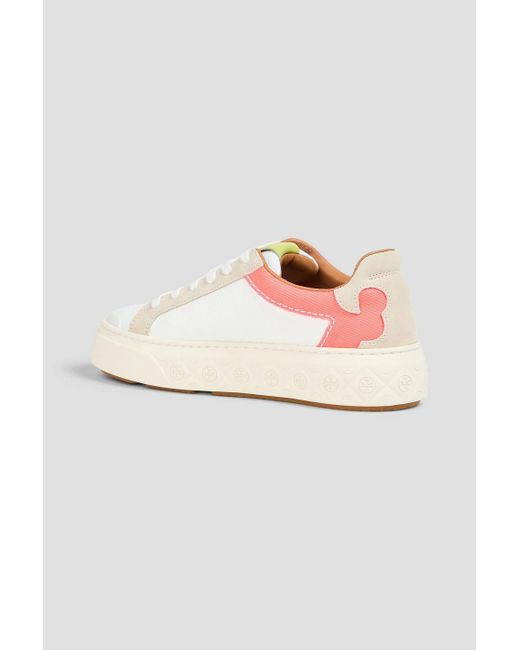 Tory Burch Pink Ladybug sneakers aus leder mit velourslederbesatz