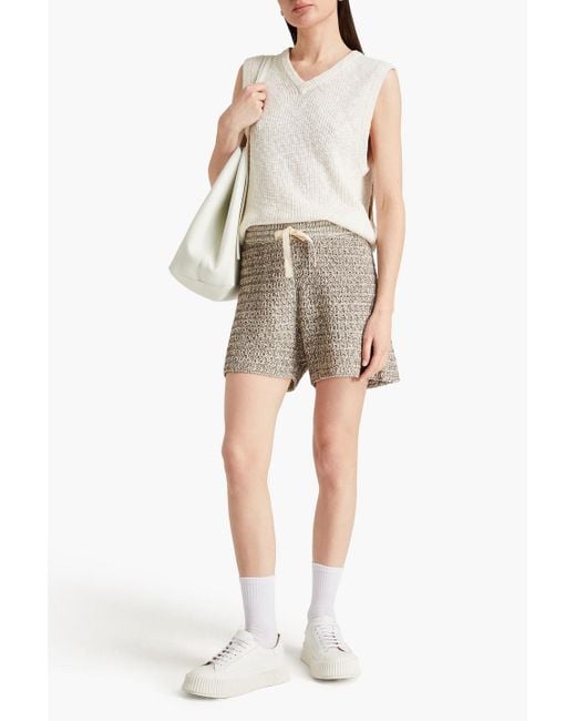 Jil Sander White Open-knit Cotton-blend Shorts