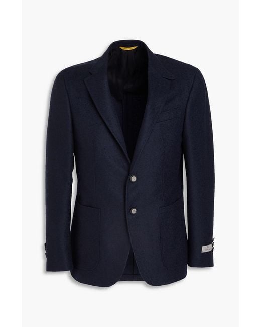 Canali Blue Wool-Blend Bouclé-Tweed Blazer for men