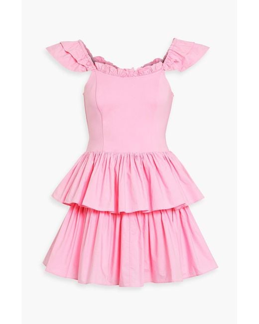 LoveShackFancy Pink Sanam Ruffled Poplin And Jersey Mini Dress