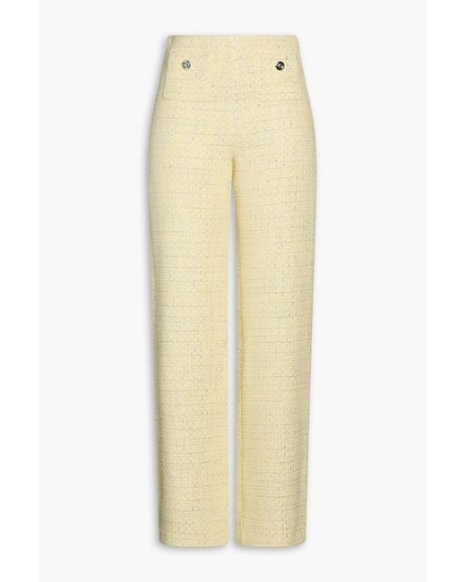 Maje Natural Metallic Cotton-Blend Tweed Wide-Leg Pants