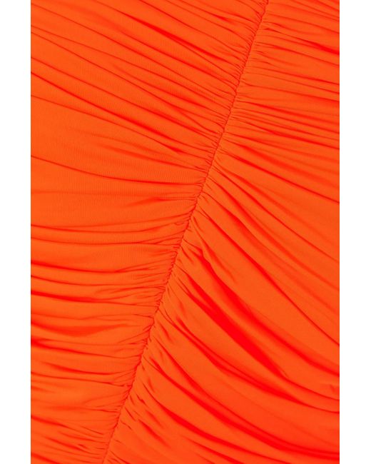 Alex Perry Orange Hadley schulterfreies minikleid aus stretch-jersey mit raffungen