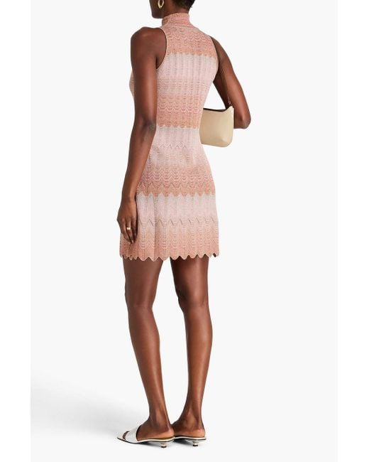 missoni metallic crochet knit mini dress Metallic crochet-knit mini dress - baby pink