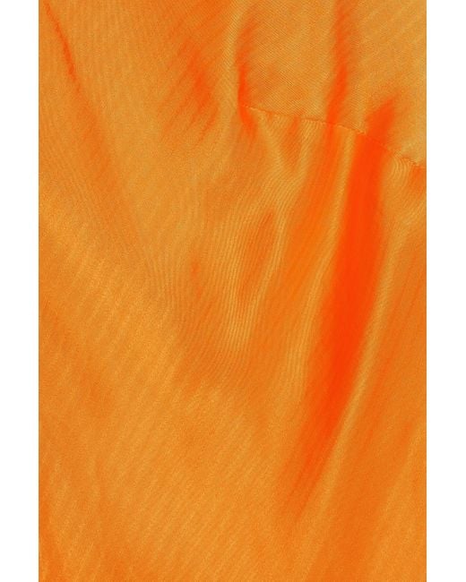 FRAME Orange Maxikleid aus glänzendem jacquard mit schnürung
