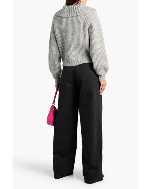 PAIGE White Jayna Ribbed Wool-Blend Zip-Up Cardigan