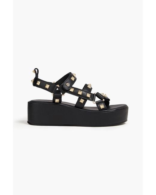 Maje Black Studded Leather Platform Sandals