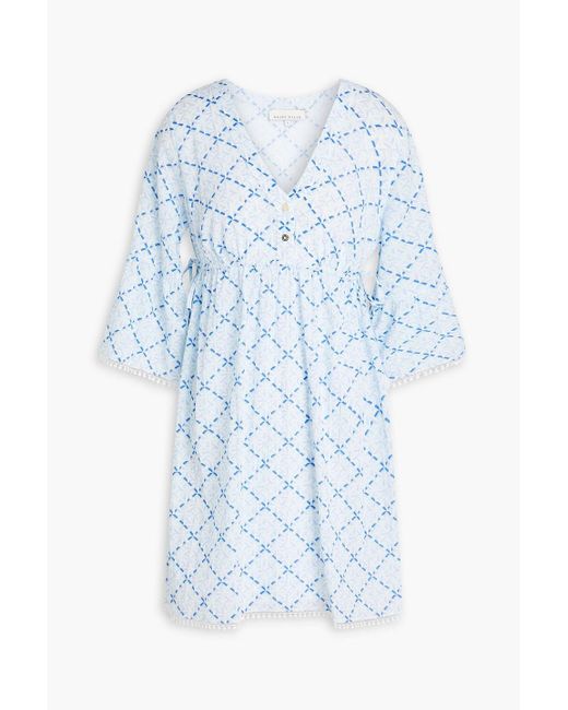 Heidi Klein Blue Printed Cotton-gauze Mini Dress