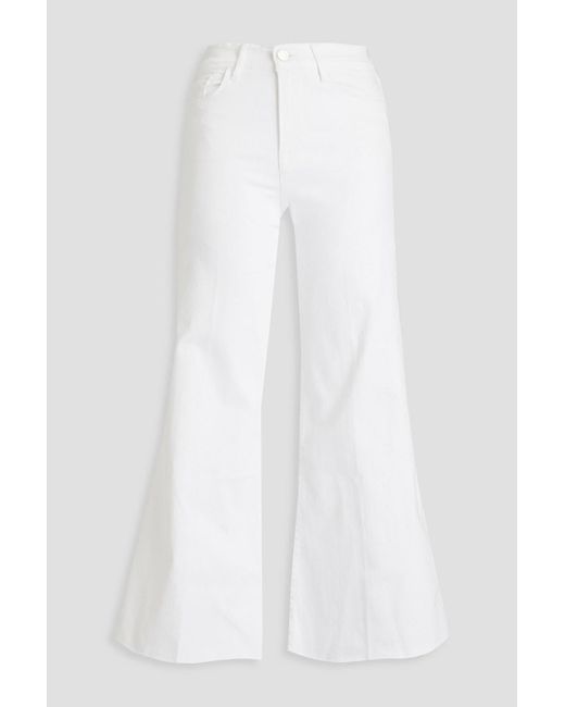 FRAME White Le Palazzo Cropped High-rise Flared Jeans