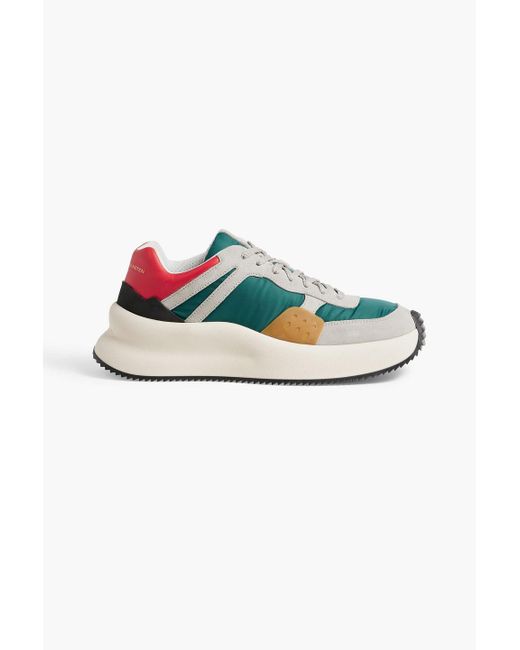 Dries Van Noten Leather-trimmed Suede And Shell Sneakers in Green | Lyst UK