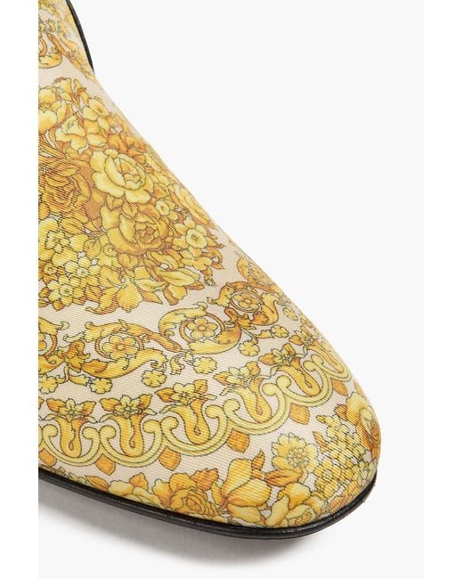 Versace Yellow Printed Twill Loafers for men