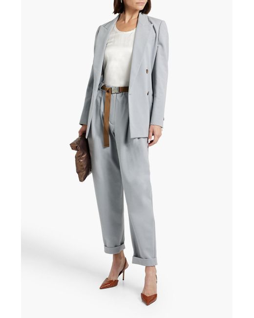 Brunello Cucinelli Gray Karottenhose aus jersey aus einer baumwollmischung mit gürtel