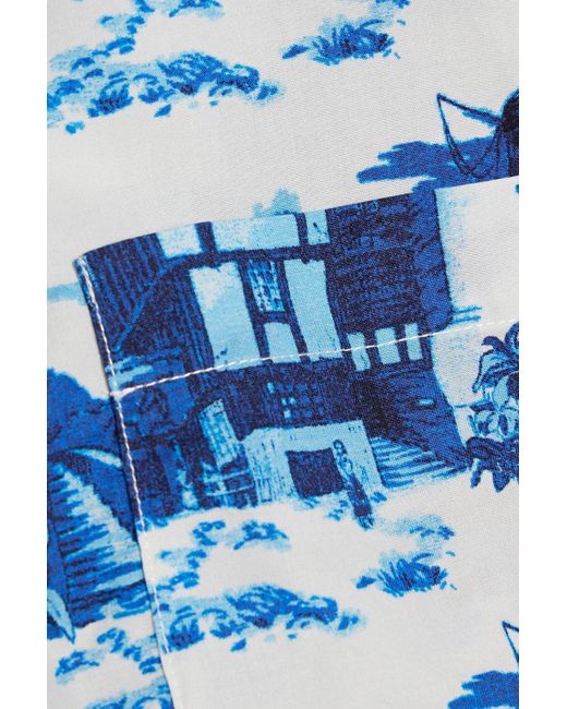 Cara Cara Blue Kohut Printed Cotton-poplin Playsuit