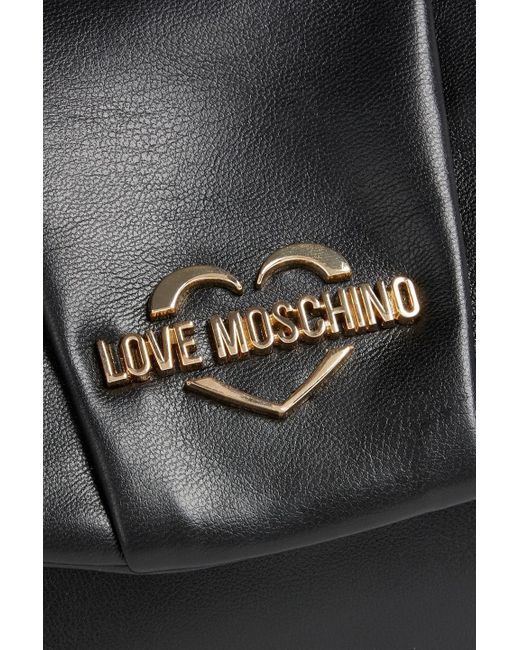 Love Moschino Black Pleated Faux Leather Clutch