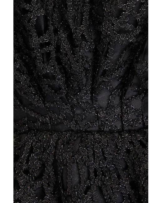 Aje. Black Patina Metallic Macramé Lace Midi Dress