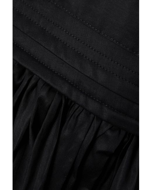 Jil Sander Black Gathered Cotton-Poplin Midi Dress