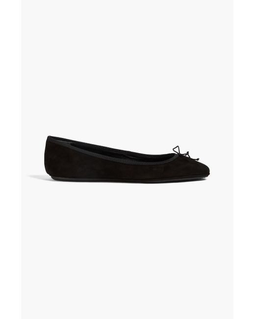 Veronica Beard Black Beatrix Bow-detailed Suede Ballet Flats
