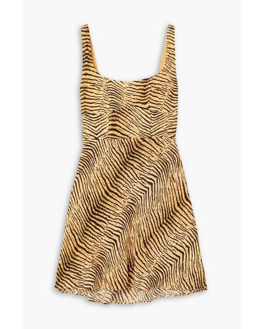 Rixo Natural Ronan minikleid aus crêpe de chine aus seide mit tigerprint