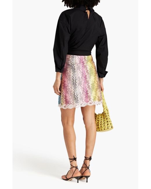 Missoni Pink Lace-trimmed Crochet-knit Mini Skirt