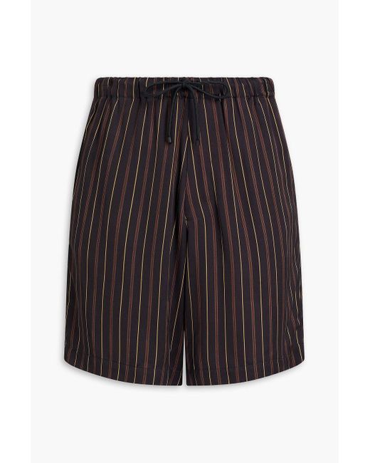 Dries Van Noten Gray Striped Satin Drawstring Shorts for men