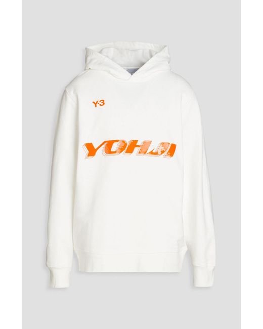 Y-3 Gray Printed French Cotton-terry Hoodie for men