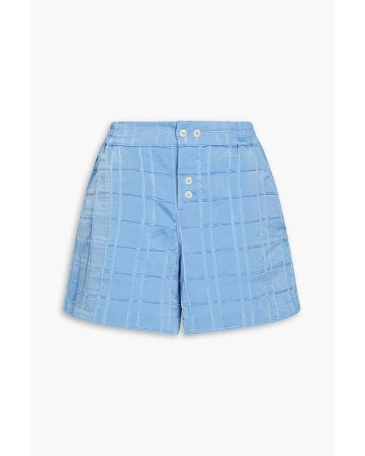 Jacquemus Blue Calecon Checked Washed-satin Shorts for men