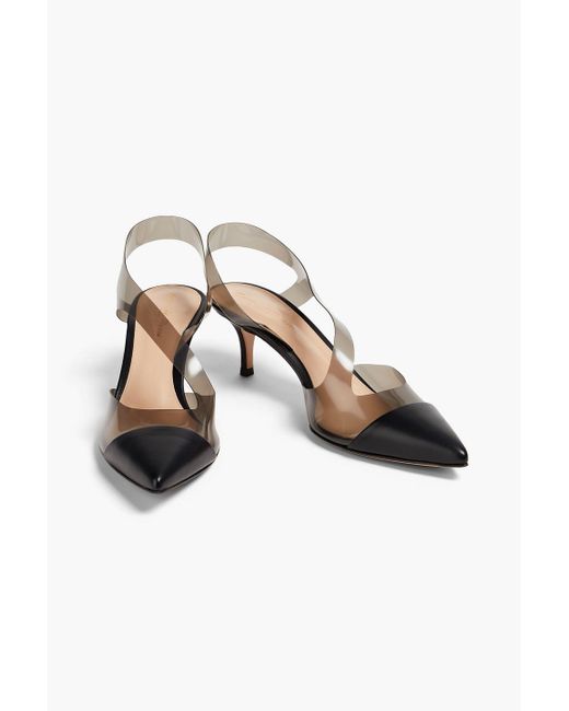 Gianvito Rossi Black Leather And Pvc Slingback Pumps