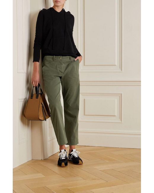 Nili Lotan Green Tomboy Cotton-blend Twill Straight-leg Pants