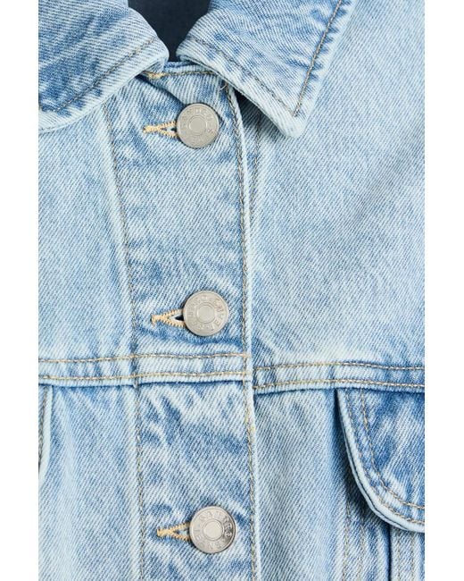 Sandro Blue Cropped Crystal-embellished Denim Jacket