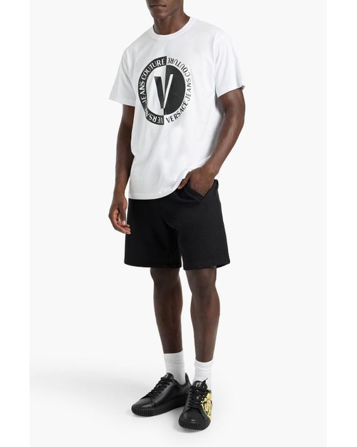 Versace White Logo-print Cotton-jersey T-shirt for men