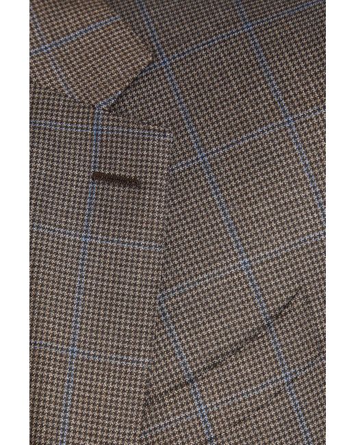 Canali Brown Checked Wool Blazer for men