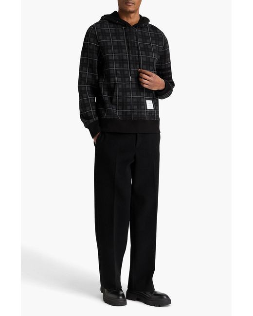 Thom Browne Black Checked Jacquard-Knit Cotton-Blend Hoodie for men