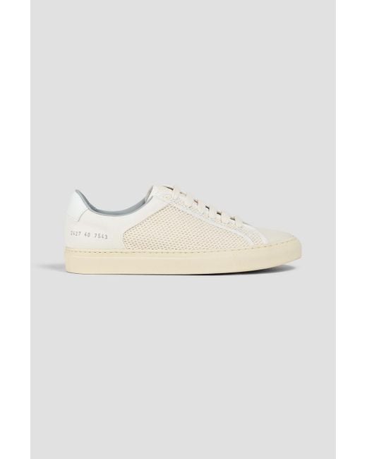 Common Projects White Retro Canvas-Trimmed Leather And Knitted Sneakers for men