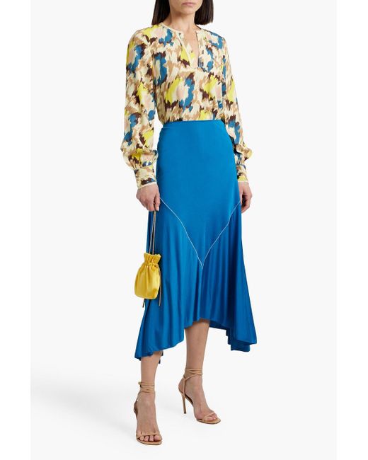 Ulla Johnson White Greta Printed Crepe Blouse