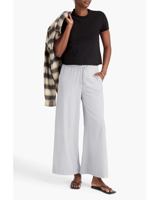 James Perse White Sateen Wide-Leg Pants