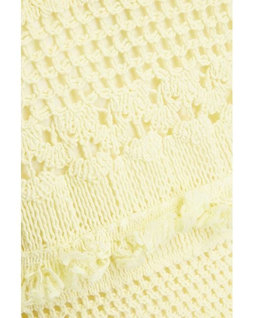 Maje White Dégradé Crochet-knit Cotton Midi Dress