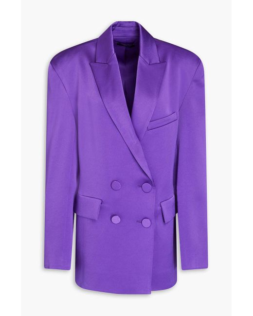 Alex Perry Purple Wells Double-breasted Satin-crepe Blazer