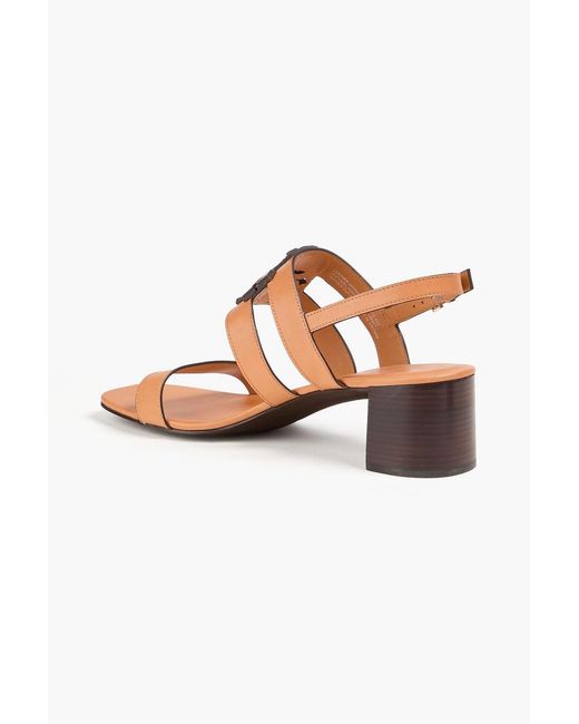 Tory Burch Pink Ines Embellished Leather Slingback Sandals