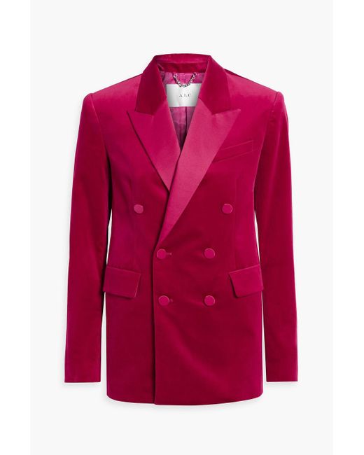 A.L.C. Pink Declan Double-breasted Cotton-blend Velvet Blazer