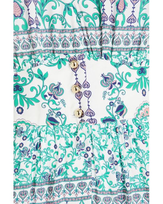 Melissa Odabash Blue Ayana Gathered Floral-print Mousseline Jumpsuit