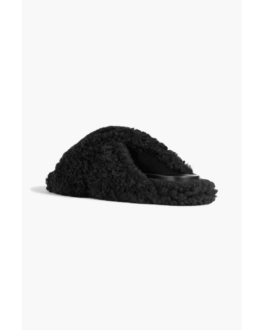 Marni Black Fussbett Shearling Sandals