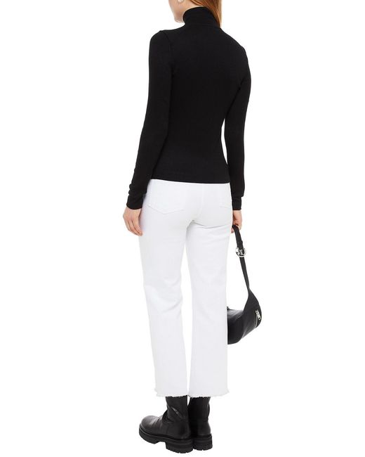 Rag & Bone Black Ribbed Jersey Turtleneck Top