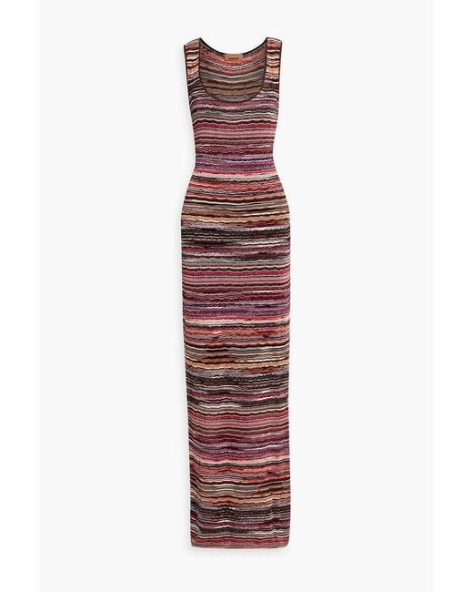 Missoni Red Metallic Crochet-Knit Maxi Dress