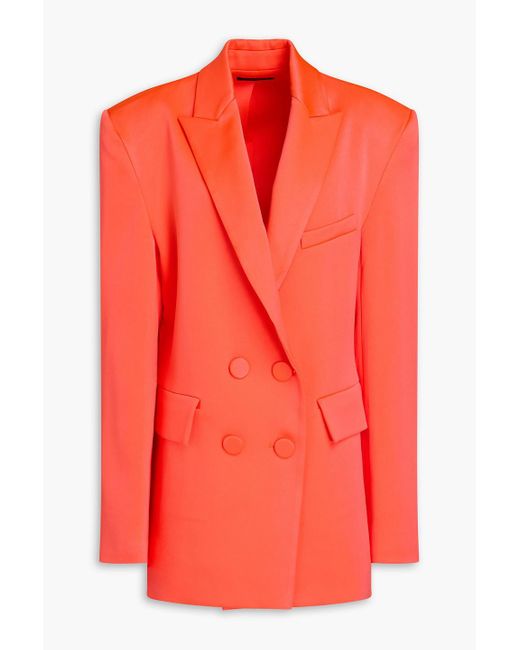 Alex Perry Pink Double-breasted Neon Satin-crepe Blazer
