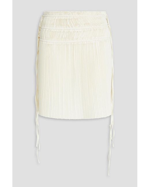 Helmut Lang White Plissé Satin-crepe Mini Skirt