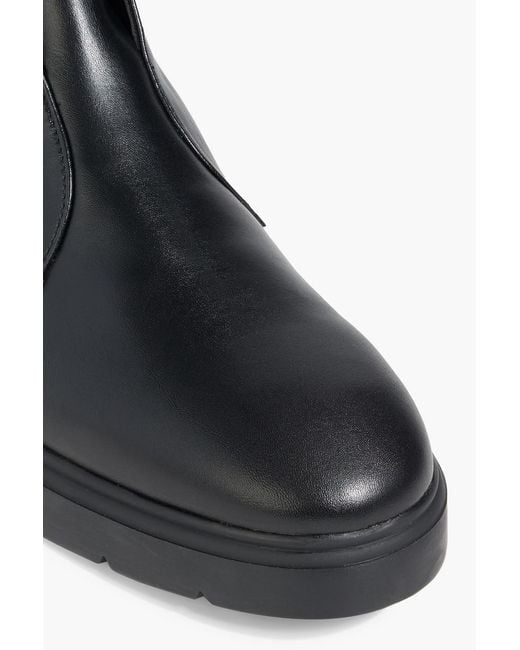 Stuart Weitzman Black Crystal Buckle Leather Ankle Boots