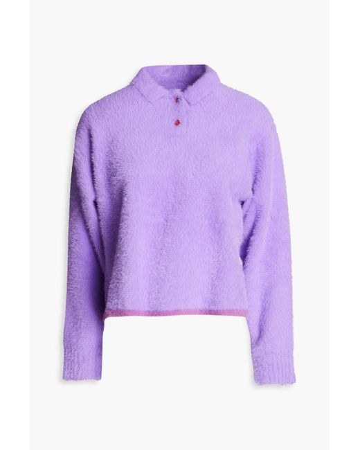 Jacquemus Purple Neve pullover aus gebürstetem stretch-strick aus polokragen