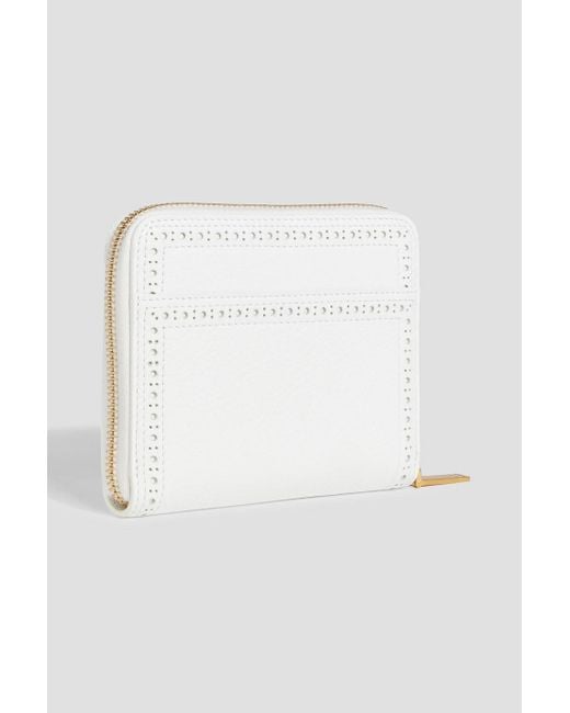 Thom Browne White Perforated Pebbled-leather Wallet