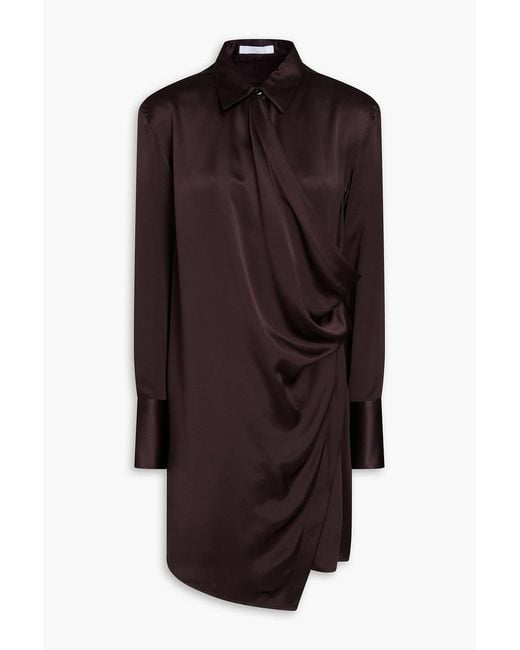 Helmut Lang Purple Silk-Satin Mini Wrap Dress