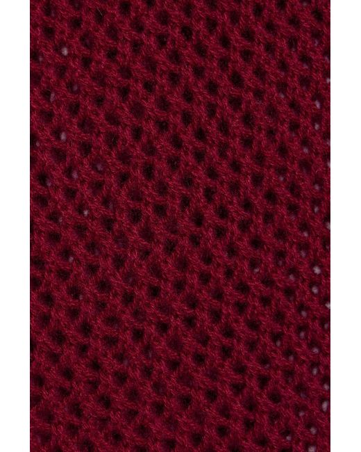 The Elder Statesman Red Open-Knit Cashmere Turtleneck Mini Dress